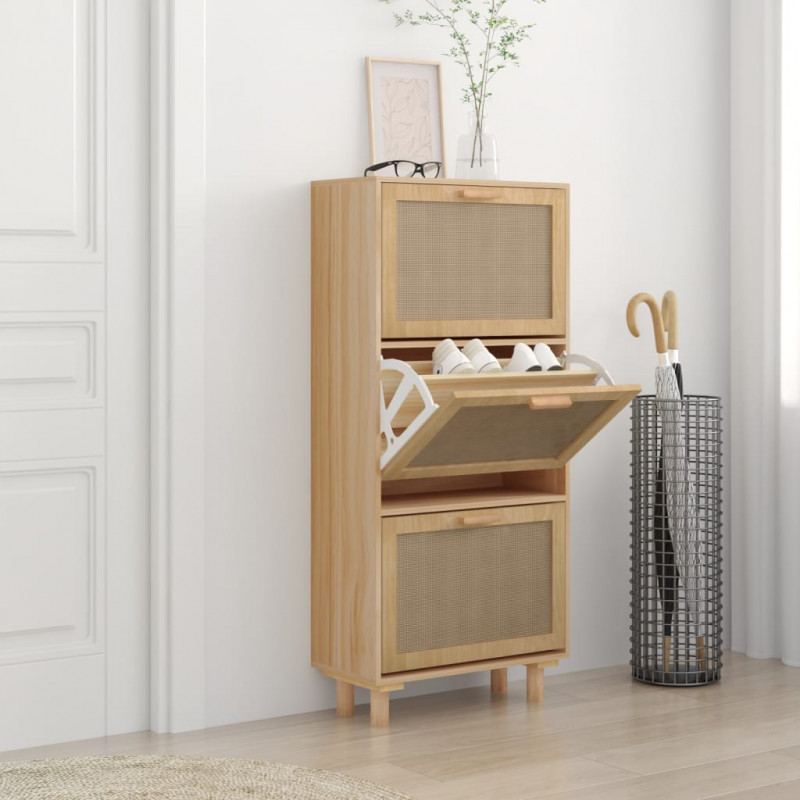 Szafka na buty, brązowa, 52x25x115 cm, materiał drewnopochodny