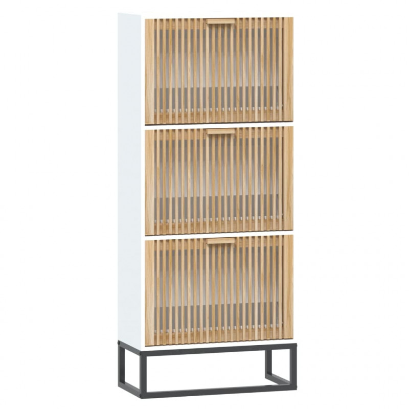 Szafka na buty, biała, 52x25x120 cm, materiał drewnopochodny