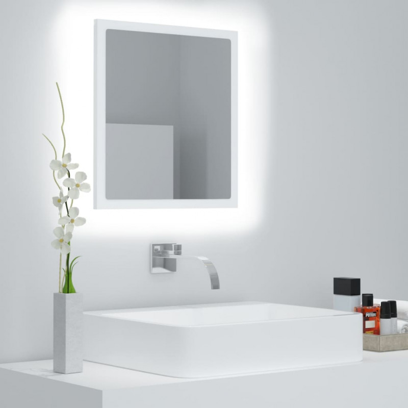 Lustro łazienkowe LED, białe, 40x8,5x37 cm, akryl