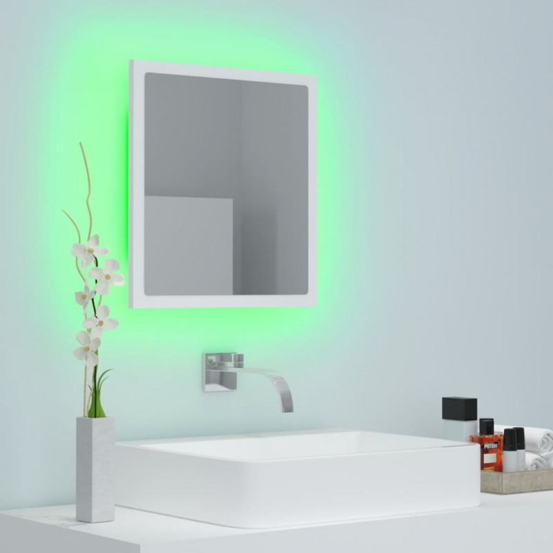 Lustro łazienkowe LED, białe, 40x8,5x37 cm, akryl