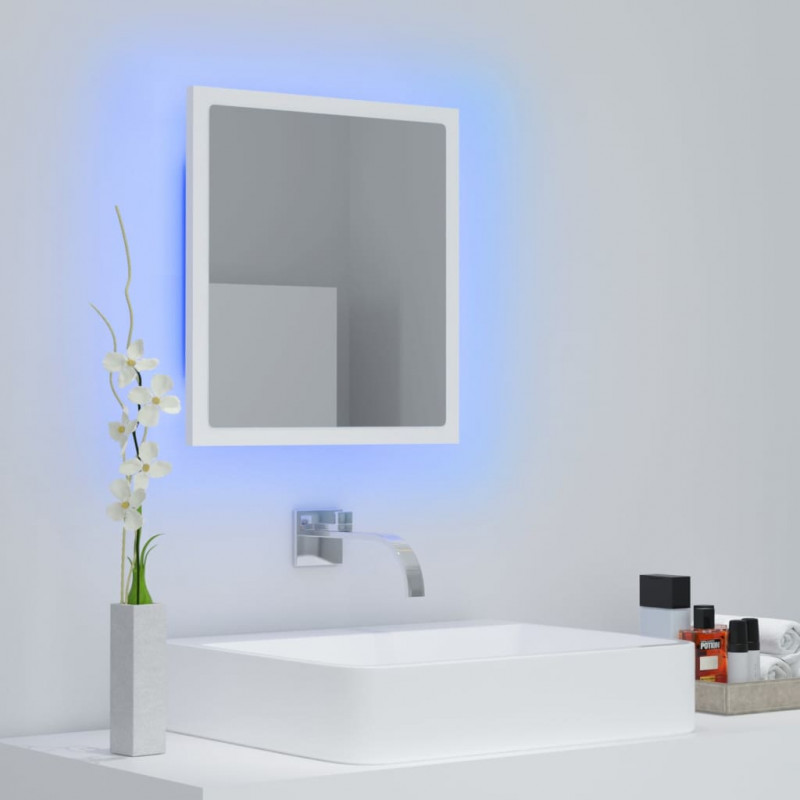 Lustro łazienkowe LED, białe, 40x8,5x37 cm, akryl