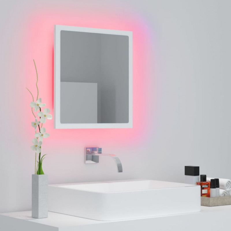 Lustro łazienkowe LED, białe, 40x8,5x37 cm, akryl