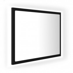 Lustro łazienkowe z LED, czarne, 60x8,5x37 cm, akryl