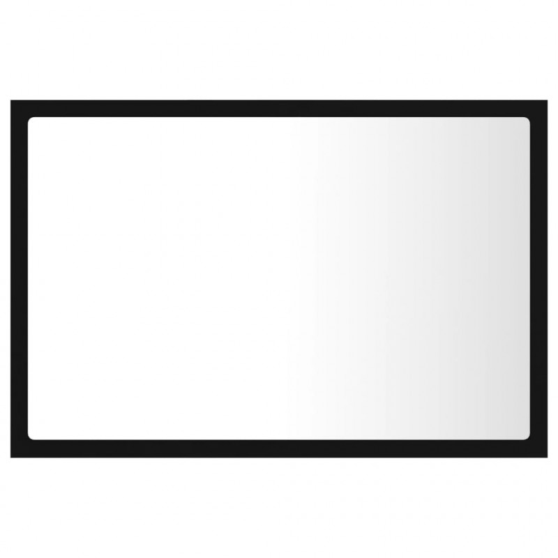 Lustro łazienkowe z LED, czarne, 60x8,5x37 cm, akryl