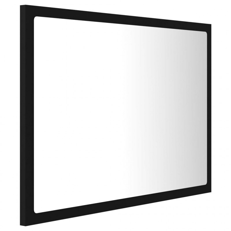 Lustro łazienkowe z LED, czarne, 60x8,5x37 cm, akryl