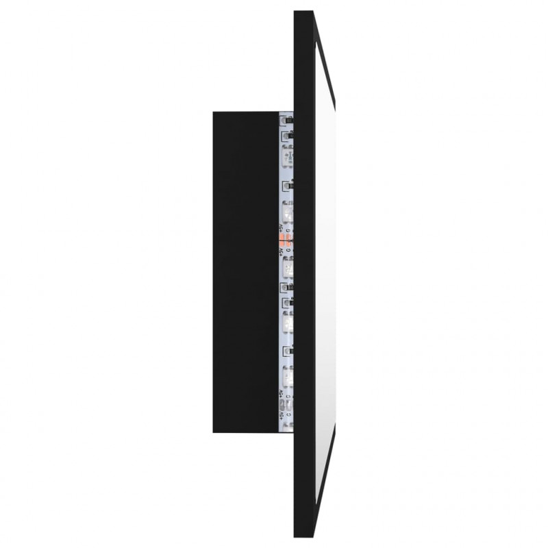 Lustro łazienkowe z LED, czarne, 60x8,5x37 cm, akryl
