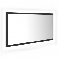 Lustro łazienkowe z LED, szare, 90x8,5x37 cm, akryl