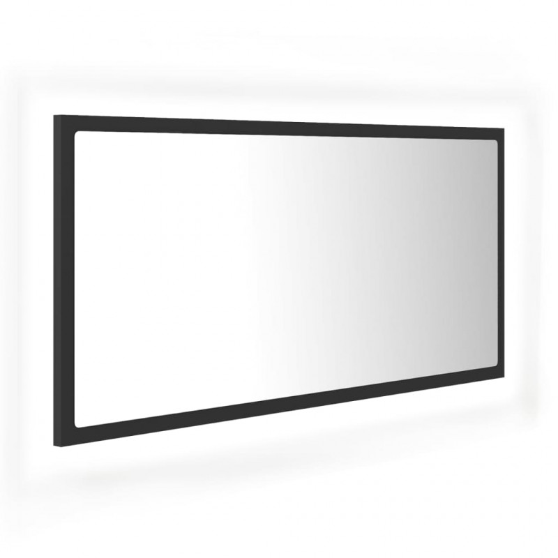 Lustro łazienkowe z LED, szare, 90x8,5x37 cm, akryl