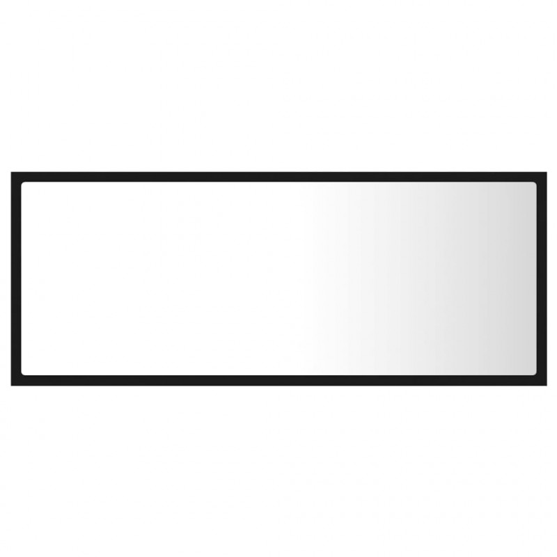 Lustro łazienkowe z LED, czarne, 100x8,5x37 cm, akryl
