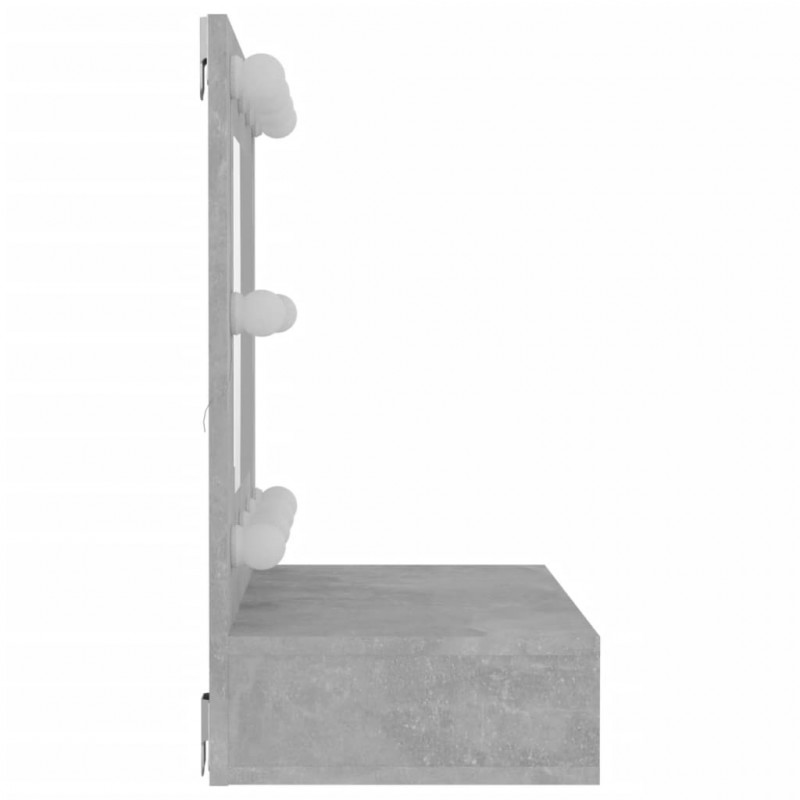 Szafka z lustrem i oświetleniem LED, szary beton, 60x31,5x62 cm