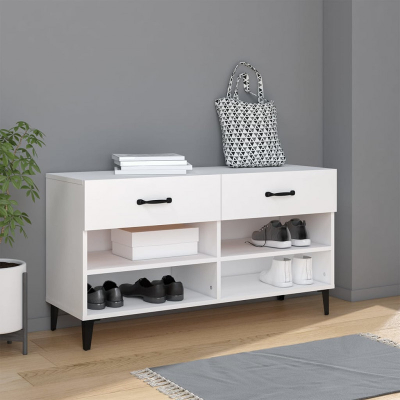 Szafka na buty, biała, 102x35x55 cm, materiał drewnopochodny