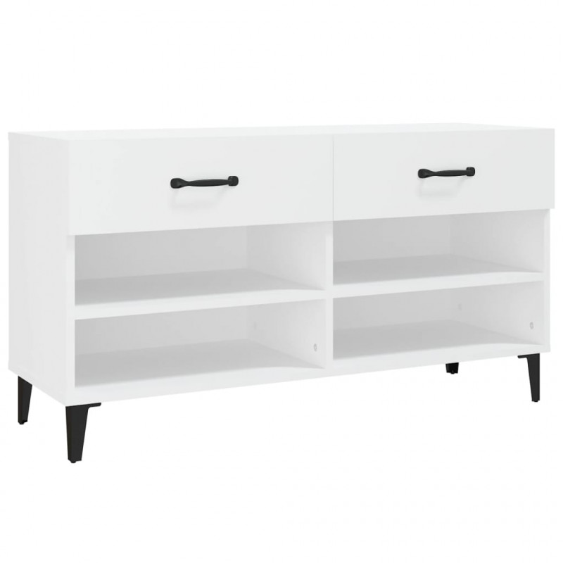 Szafka na buty, biała, 102x35x55 cm, materiał drewnopochodny
