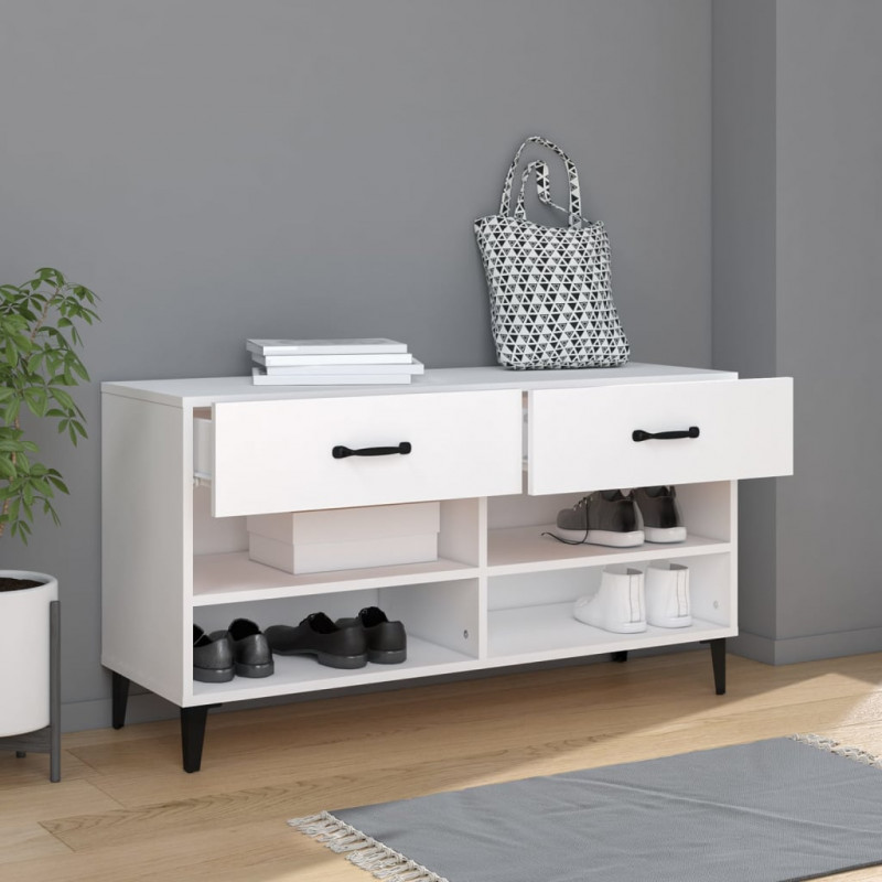 Szafka na buty, biała, 102x35x55 cm, materiał drewnopochodny