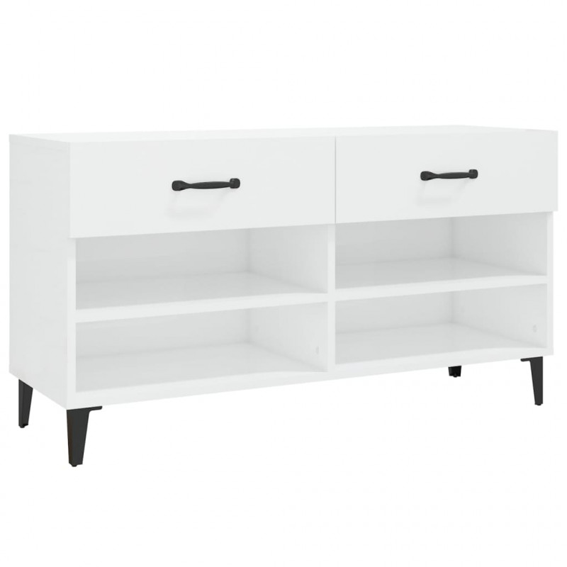 Szafka na buty, wysoki połysk, biała, 102x35x55 cm