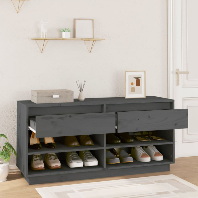 Szafka na buty, szara, 110x34x52 cm, lite drewno sosnowe