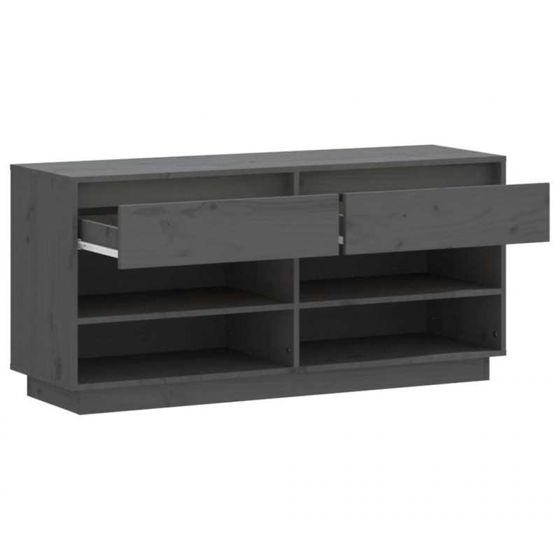 Szafka na buty, szara, 110x34x52 cm, lite drewno sosnowe