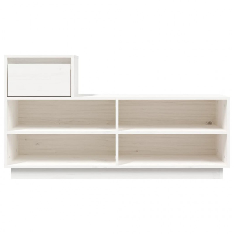 Szafka na buty, biała, 110x34x61 cm, lite drewno sosnowe