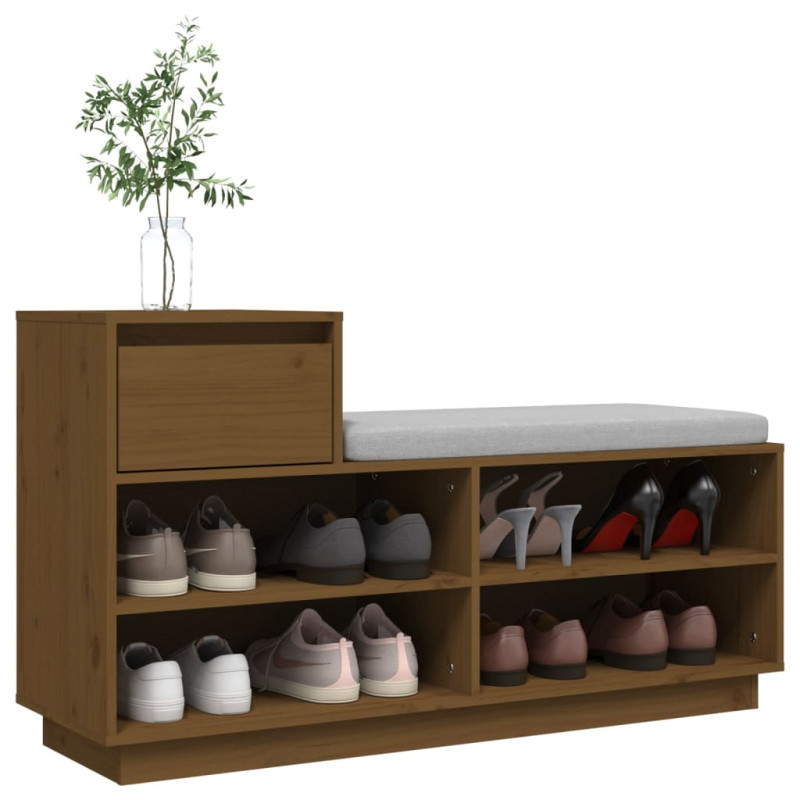Szafka na buty, miodowy brąz, 110x34x61 cm, lite drewno sosnowe