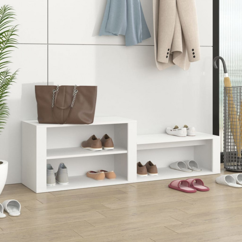 Półka na buty, biała, 150x35x45 cm, materiał drewnopochodny