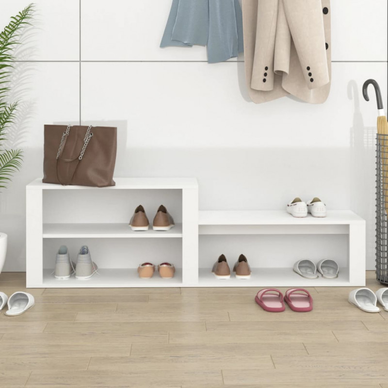 Półka na buty, biała, 150x35x45 cm, materiał drewnopochodny