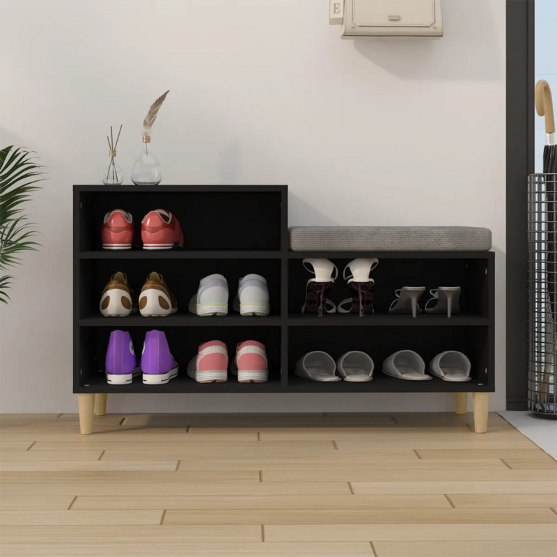 Szafka na buty, czarna, 102x36x60 cm, materiał drewnopochodny