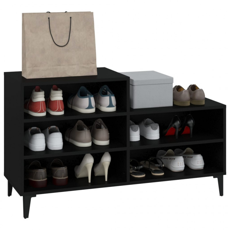 Szafka na buty, czarna, 102x36x60 cm, materiał drewnopochodny