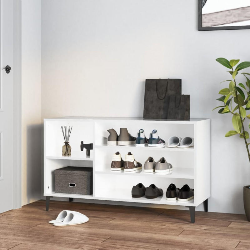 Szafka na buty, wysoki połysk, biała, 102x36x60 cm