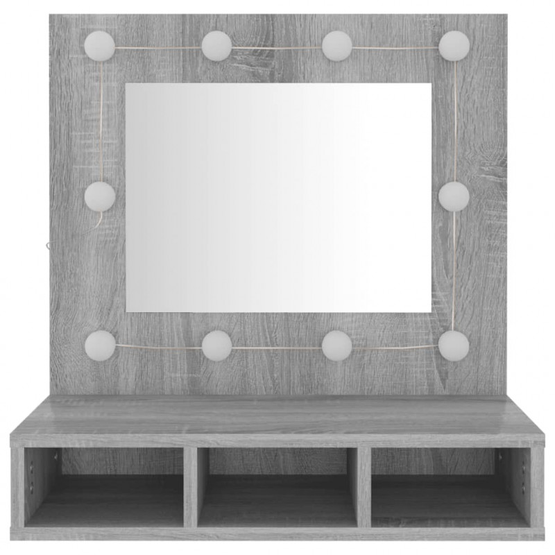 Szafka z lustrem i LED, szary dąb sonoma, 60x31,5x62 cm