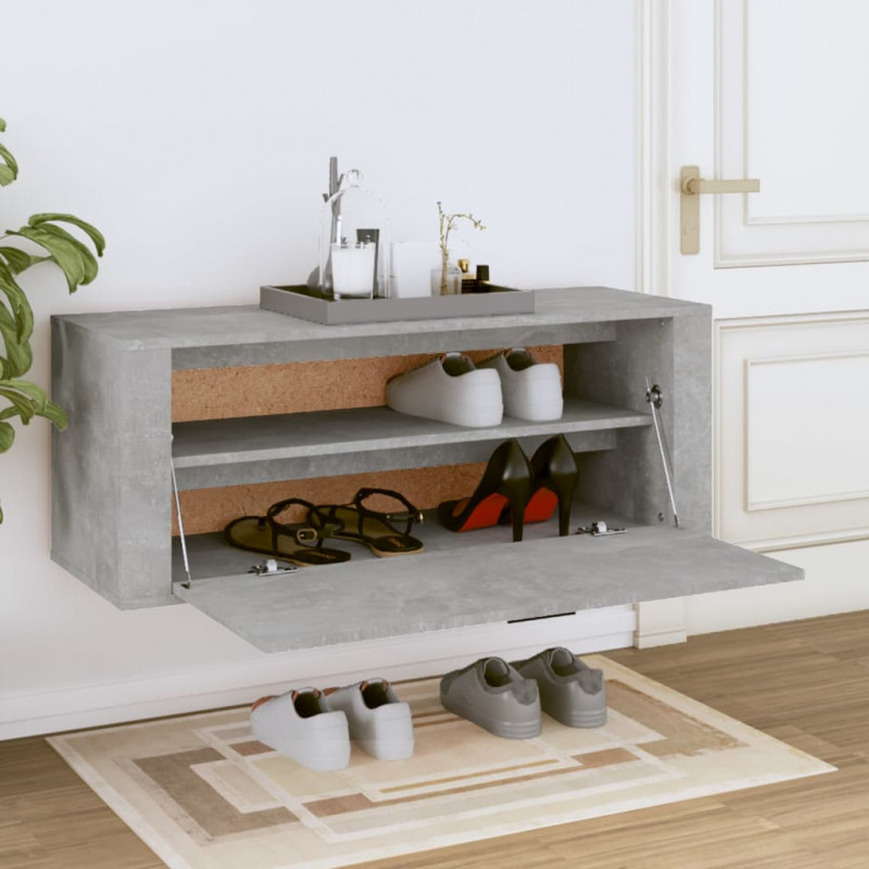Ścienna szafka na buty, szarość betonu, 100x35x38 cm