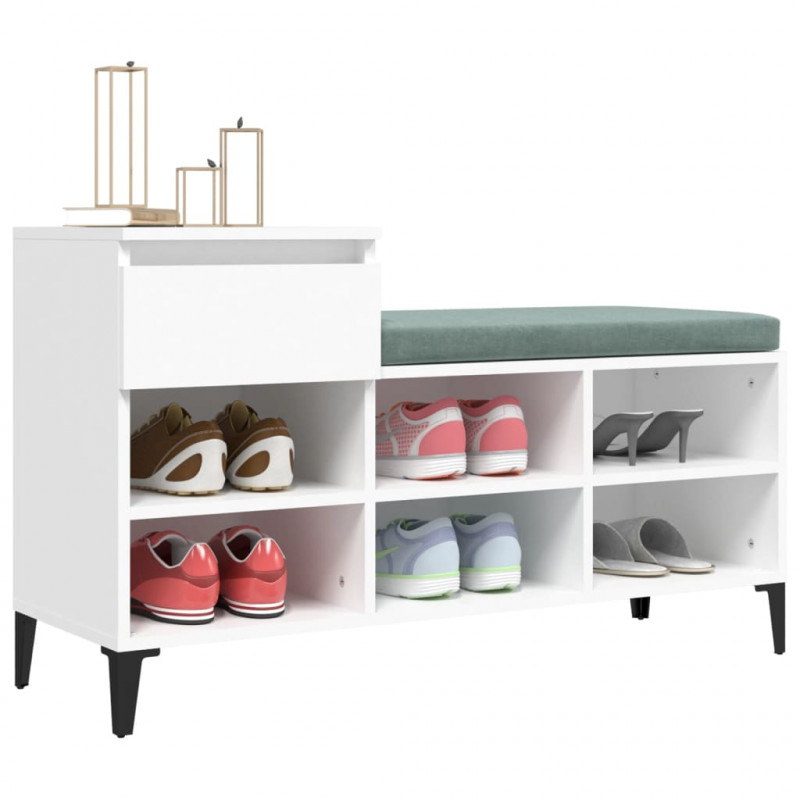Półka na buty, biała, 102x36x60 cm, materiał drewnopochodny