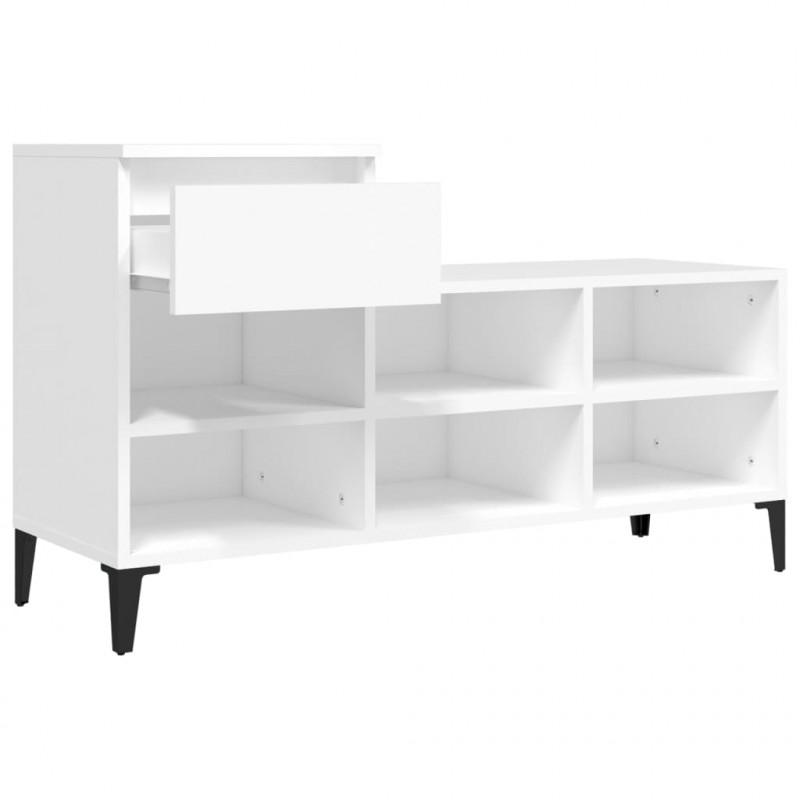 Półka na buty, biała, 102x36x60 cm, materiał drewnopochodny