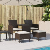 2-os. sofa ogrodowa ze stolikiem i podnóżkami, rattan PE, brąz