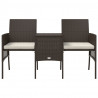 2-os. sofa ogrodowa ze stolikiem i podnóżkami, rattan PE, brąz