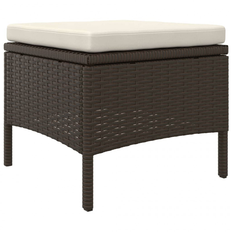 2-os. sofa ogrodowa ze stolikiem i podnóżkami, rattan PE, brąz