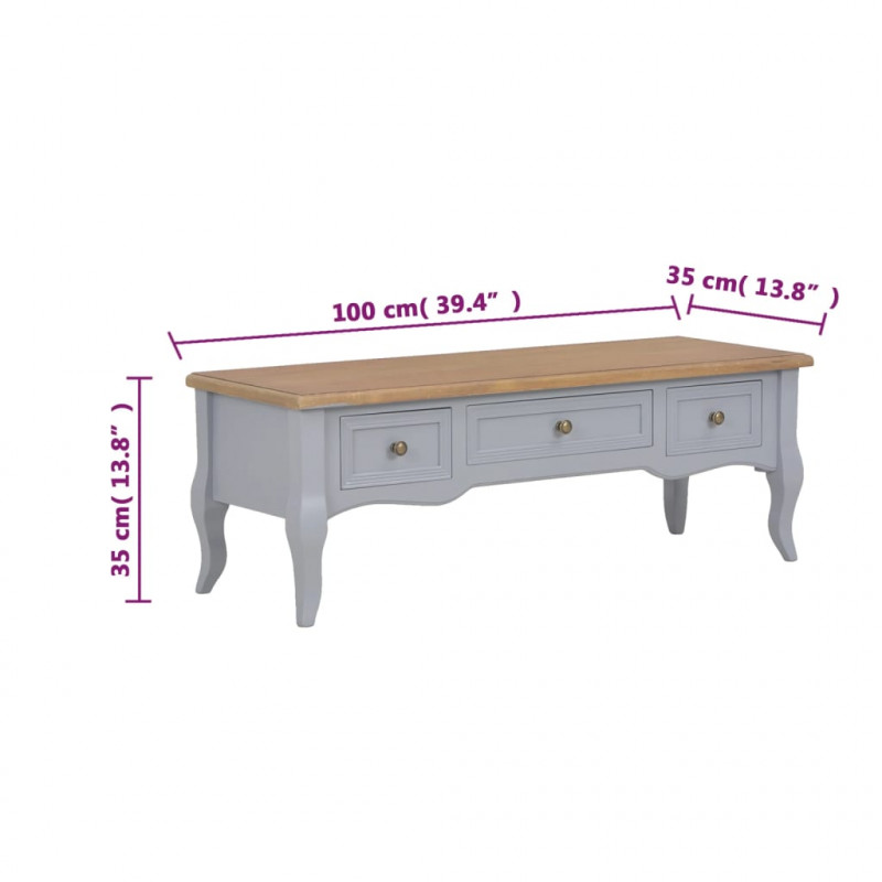 Szafka pod TV, szara, 100 x 35 x 35 cm, drewniana
