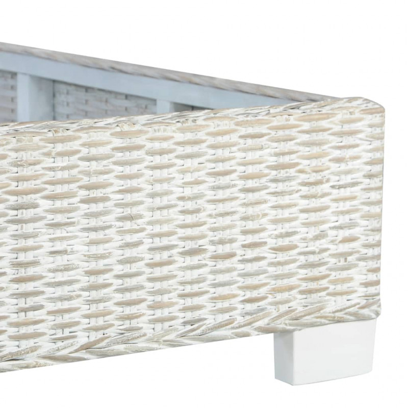 Rama łóżka, szara, naturalny rattan, 140 x 200 cm