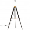 Lampa podłogowa na trójnogu, czarno-złota, drewno, 141 cm