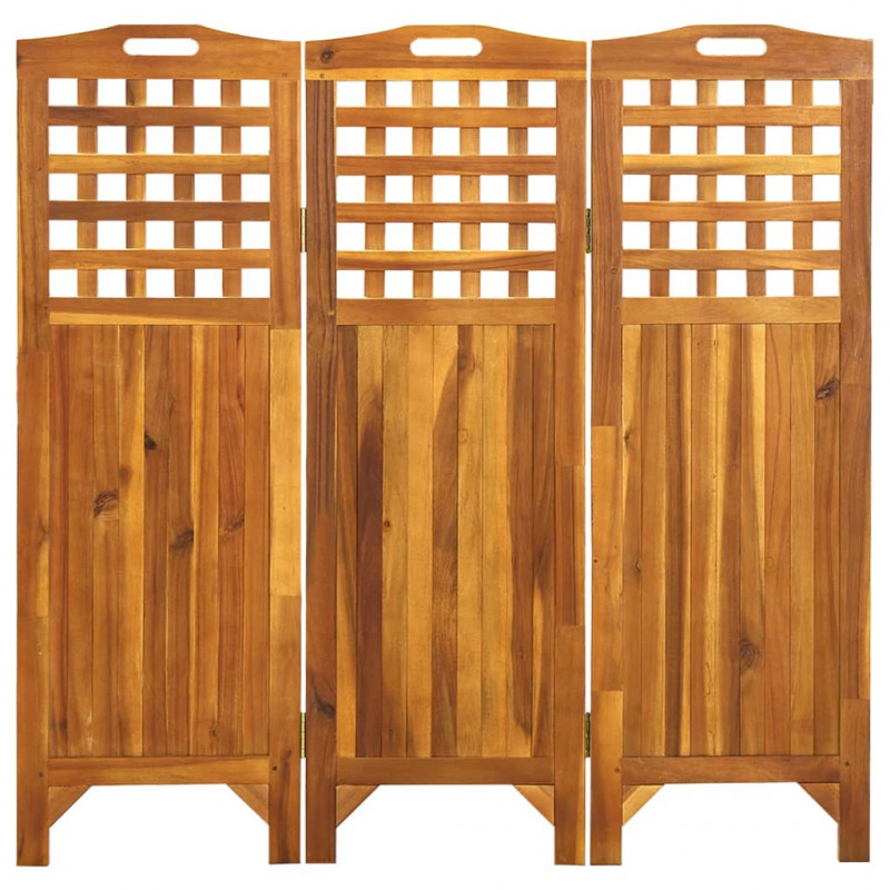 Parawan 3-panelowy, 121x2x120 cm, lite drewno akacjowe