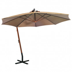 Parasol ogrodowy wiszący, jodłowy słupek, taupe, 3,5x2,9 m