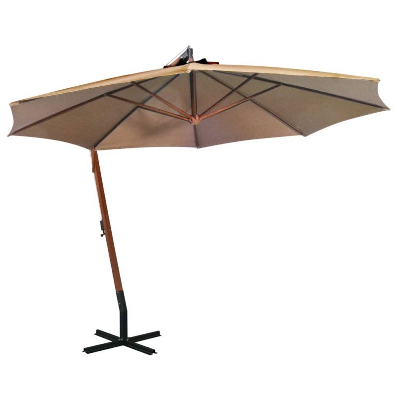 Parasol ogrodowy wiszący, jodłowy słupek, taupe, 3,5x2,9 m
