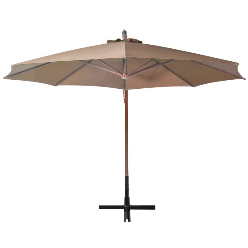 Parasol ogrodowy wiszący, jodłowy słupek, taupe, 3,5x2,9 m