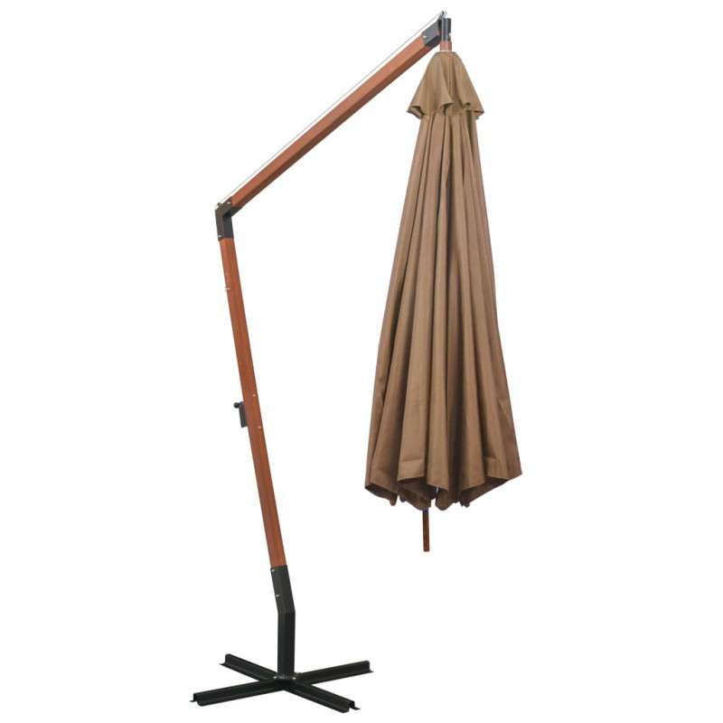 Parasol ogrodowy wiszący, jodłowy słupek, taupe, 3,5x2,9 m