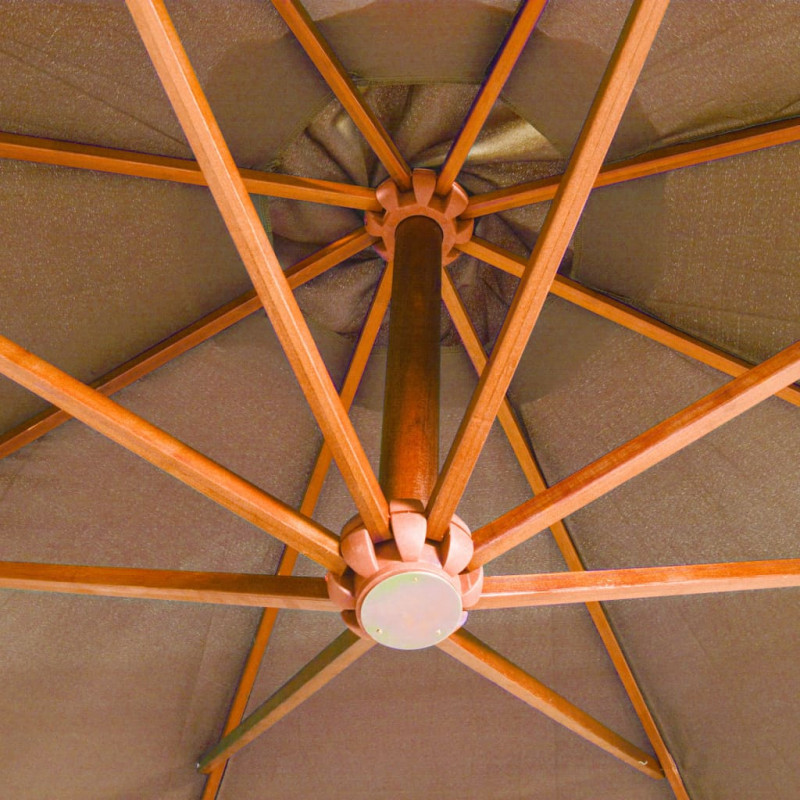 Parasol ogrodowy wiszący, jodłowy słupek, taupe, 3,5x2,9 m