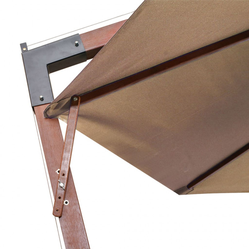 Parasol ogrodowy wiszący, jodłowy słupek, taupe, 3,5x2,9 m