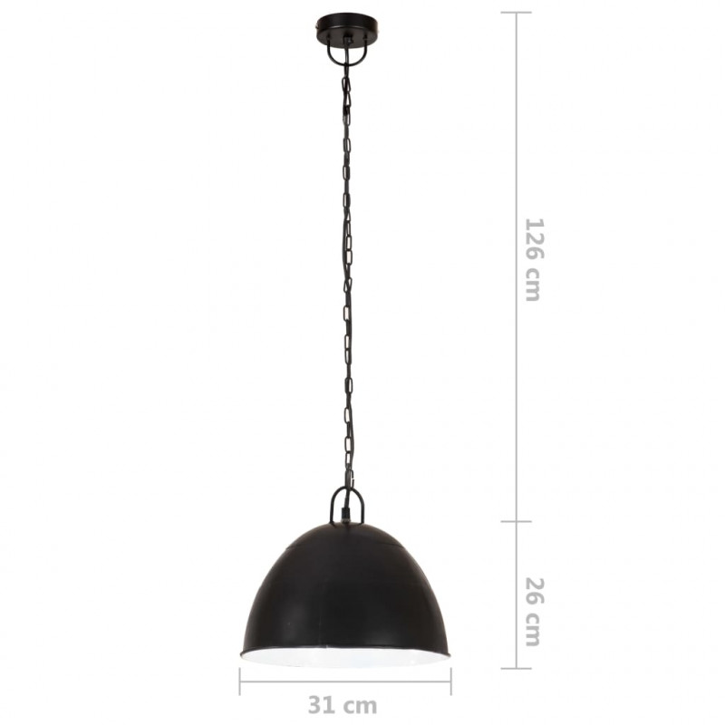 Industrialna lampa wisząca, 25 W, czarna, okrągła, 31 cm, E27