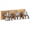 Industrialna lampa ścienna, srebrna, 70x23cm, E27, drewno mango