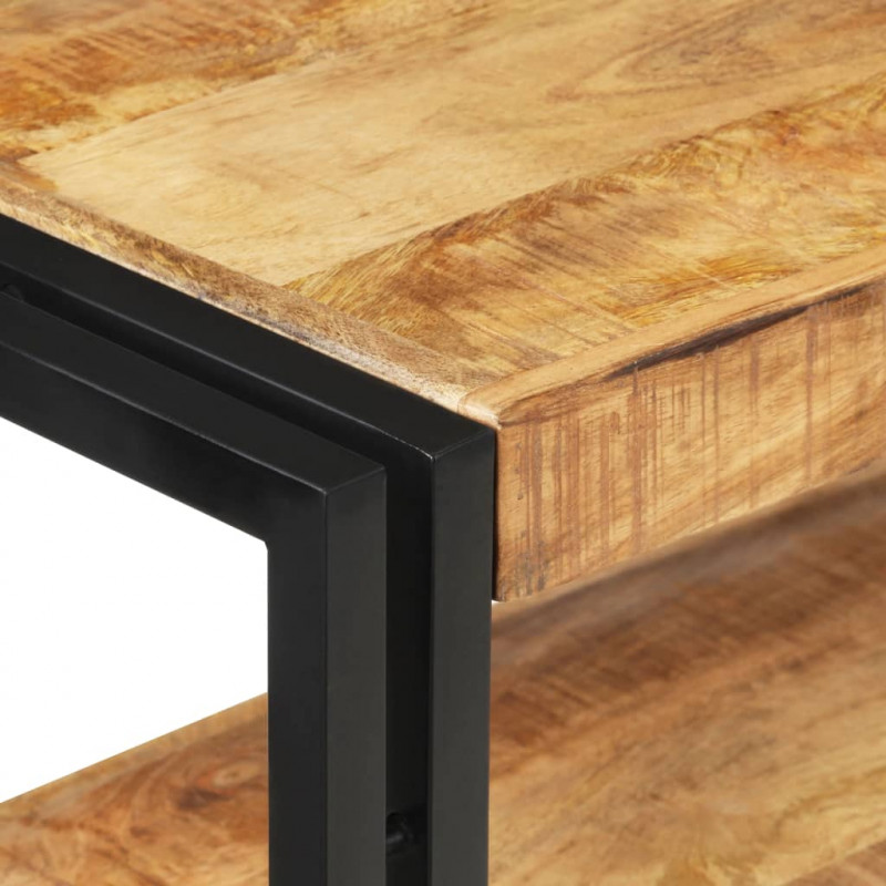 Stolik typu konsola, 90 x 30 x 75 cm, surowe drewno mango