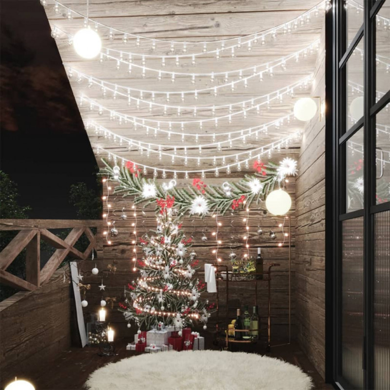 Lampki świąteczne, 40 m, 400 diod LED, zimna biel, 8 funkcji