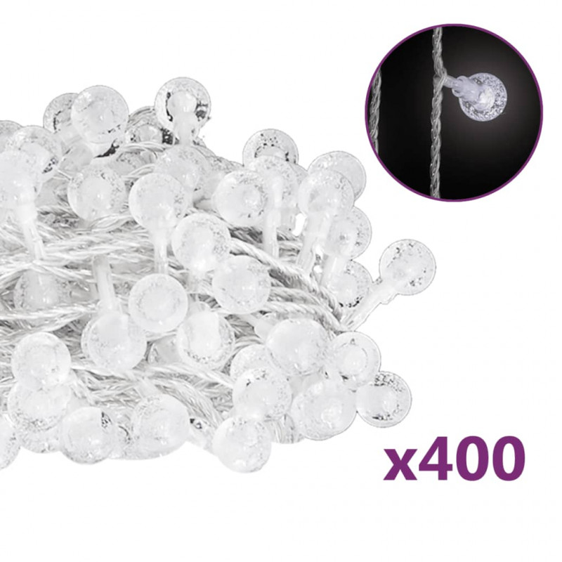 Lampki świąteczne, 40 m, 400 diod LED, zimna biel, 8 funkcji