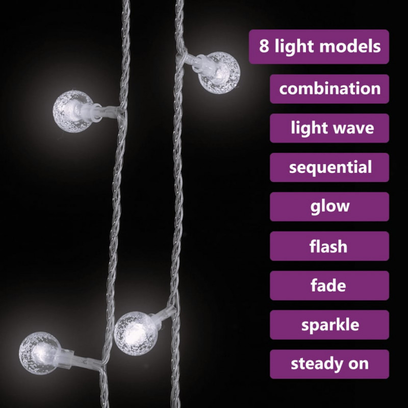 Lampki świąteczne, 40 m, 400 diod LED, zimna biel, 8 funkcji